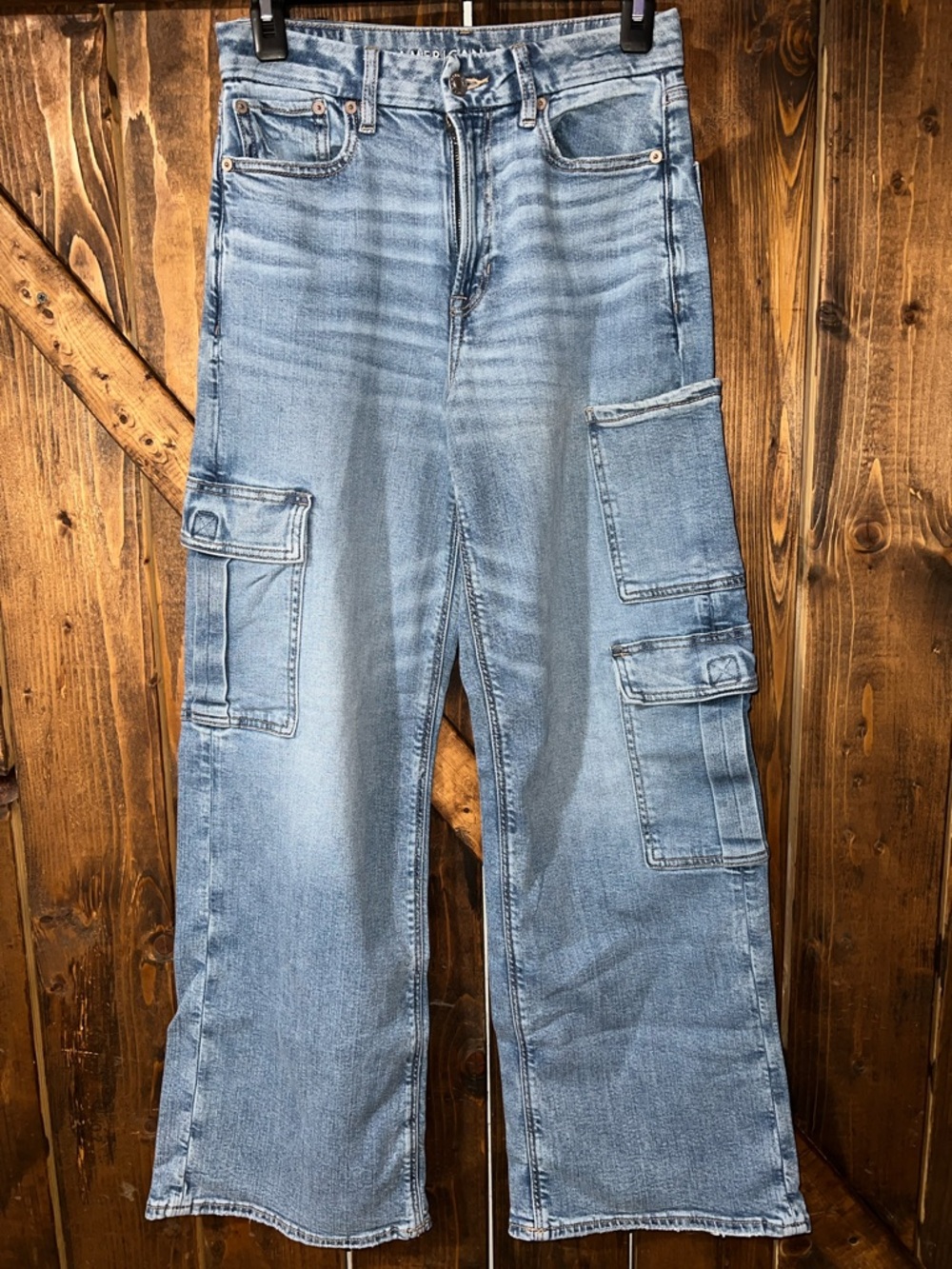 American Eagle Outfitters Light Blue Cargo Bootcut Jeans